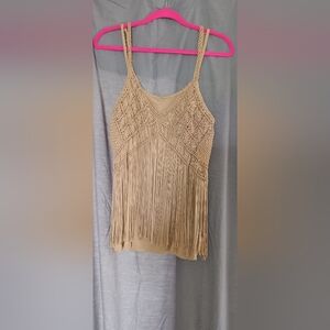 Tan Fringe Camisole Top